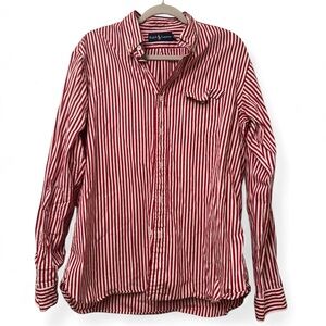 Ralph Lauren Red and White Striped Button Down Shirt